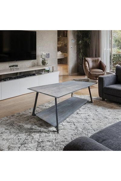 Generic Single wooden two-tiered serving table, size 120x60x45cm Grey