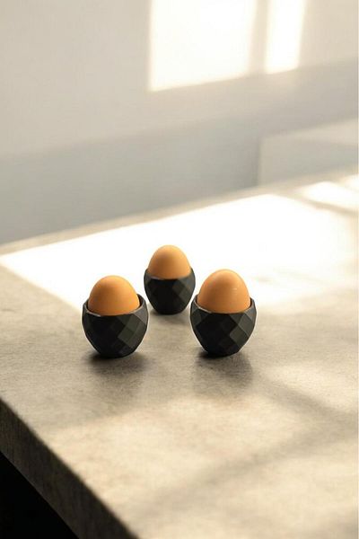 BRKStorm Set of 3 Modern Patterned Egg Cups Black (Plastic)