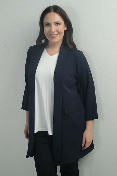By Saygı Jachetă lungă Max Lycra cu guler șal