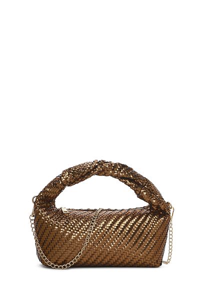 Derimod Women's Brown Long Strap Braided Mini Shoulder Bag 25Sbd292429