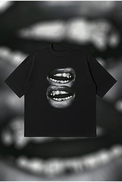 PURE POWER Grillz Teeth cu imprimeu supradimensionat Bumbac unisex cu țesătur...