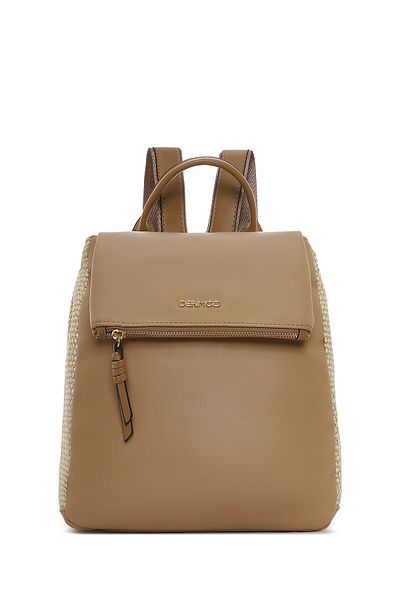Derimod Women's Beige Straw Detailed Backpack 25Sbd256114