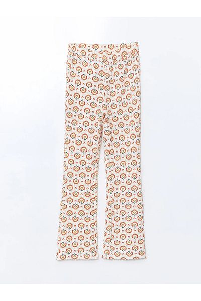 LC Waikiki Lcw Kids Ecru Elastic Waist Spanish Leg Girl's Leggings