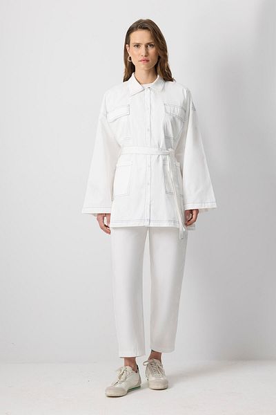 Touché Privé 100% Cotton Contrast Stitched Jacket Pants Suit