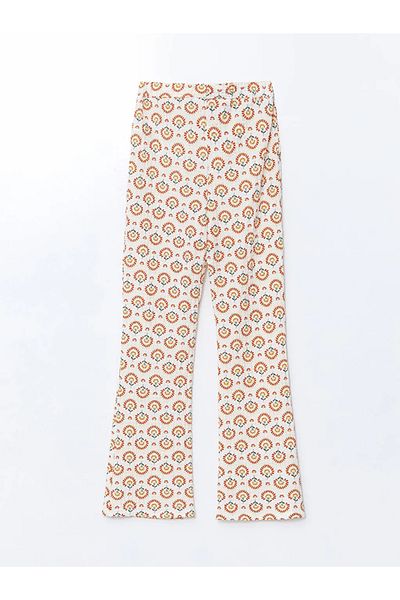 LC Waikiki Lcw Kids Ecru Elastic Waist Spanish Leg Girl's Leggings