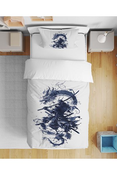 Home Samurai Ninja 3D Digital Printed Single Youth Boy Duvet Cover Set Without Sheets