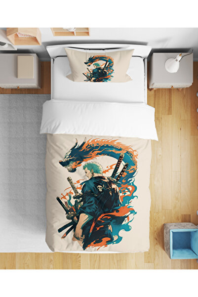 Home Zoro One Piece Anime 3D imprimat digital set de lenjerie de pat pentru b...