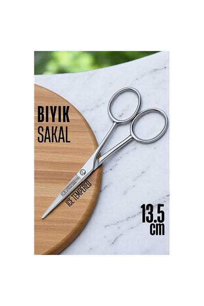 Toptan Bulurum Ice Tempered Cobalt Steel 702 Mustache Scissors - Mustache Beard Trimming Scissors Hairdresser Scissors 13.5 cm