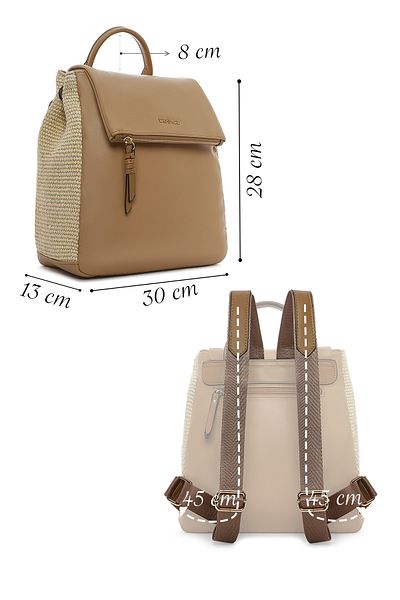 Derimod Women's Beige Straw Detailed Backpack 25Sbd256114