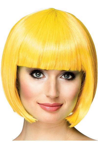 Skygo Yellow Color Party Wig Short Blunt Hair