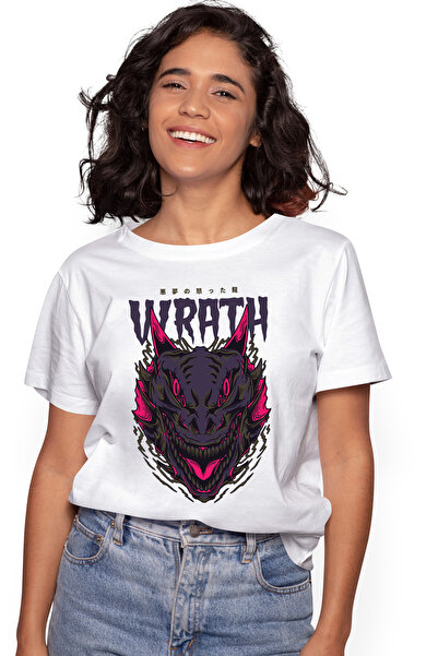 StoryGift Romania Tricou Femei Cu Mesaj In Engleza Wrath, Manie, Dragon, Mons...