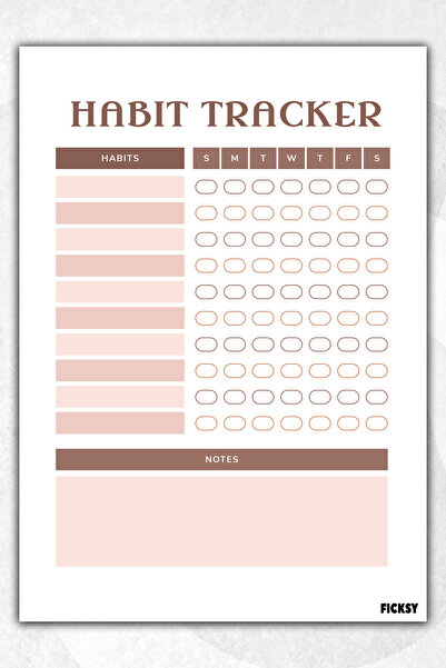Ficksy تتبع العادات - متتبع العادات - مقاس A5 - 50 ورقة - مخطط يومي وأسبوعي -...