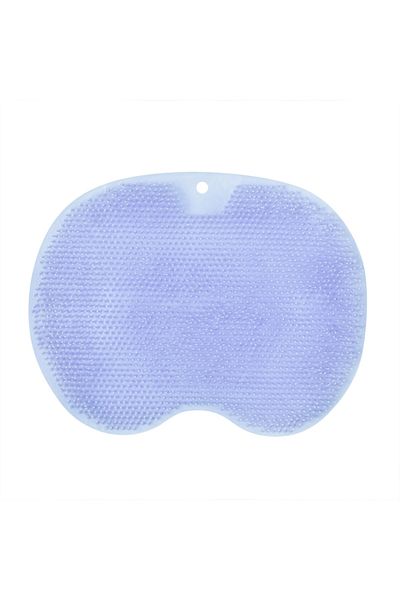 Choice Blue Wall Mounted Back Scrubber Shower Massage Pad Silicone Body Washer With Suction Cup Foot Mat Ex