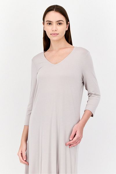 Joan Vass Women Plain Midi Dress, Grey