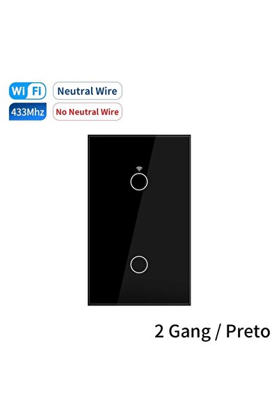 Choice1 مفتاح إضاءة ذكي من نوع Tuya WiFi ثنائي المنافذ، أسود اللون، بمقبس أمر...