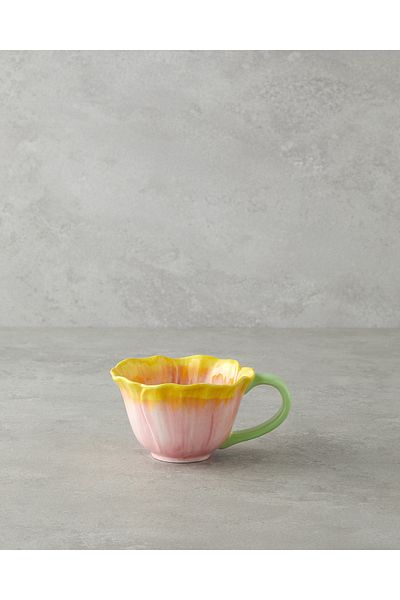 English Home Flowerella Dolomite Mug 250 ml Yellow-Pink