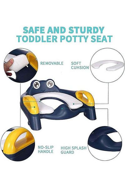 Yelajoy Foldable Toilet Training Seat,with Pedal Stool Ladder ,Handles,Height Adjustable,for Toddler,Blue