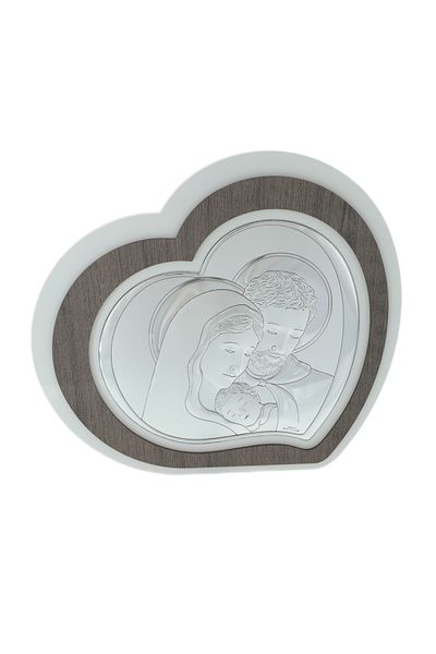 GiftExpress Icoana inima decupaj Sfanta Familie argintata 25cm