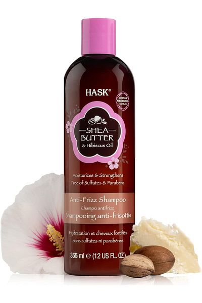 HASK Shea Butter & Hibiscus Oil Anti-Frizz Shampoo (355ml)