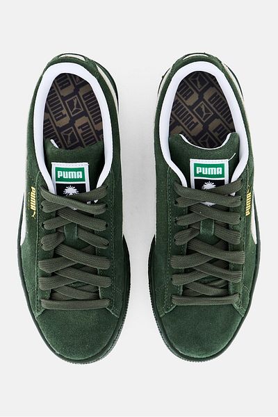 Puma حذاء كلاسيكي XXI دبي برباط للأنشطة الخارجية للأولاد من جلد الغزال، لون أخضر غامق