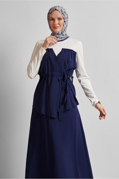 Alvina Set Hijab Top - Bottom - Bleumarin - Regular fit