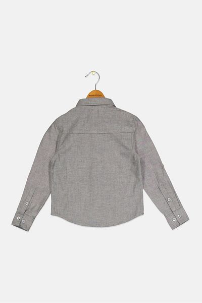 Dkny Toddlers Boy Pointed Collar Long Sleeve Heather Shirt, Grey