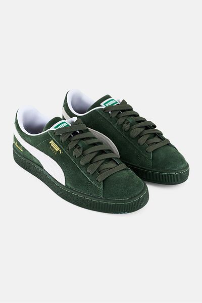 Puma حذاء كلاسيكي XXI دبي برباط للأنشطة الخارجية للأولاد من جلد الغزال، لون أخضر غامق