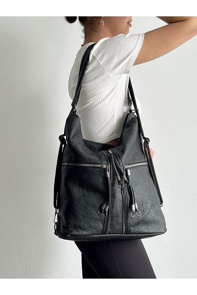 KIRASE New Casual Model Quality Soft Leather Fullly Detail Compartmented Large Size Back and Shoulder Bag
