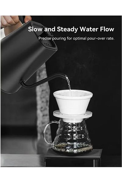 ET-LIFE 1000 mL Electric Gooseneck Kettle, Pour Over Kettle for Coffee and Tea, 1200W Rapid Heating, Black