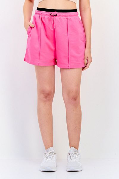Esprit Women Regular Fit Brand Logo Drawstring Shorts, Pink