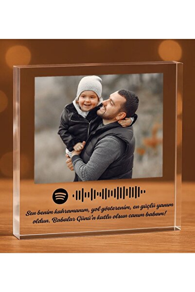 Bk Gift Kişiye Özel Fotoğraflı ve Spotify Barkodlu Akrilik Masa Çerçevesi-1 |...