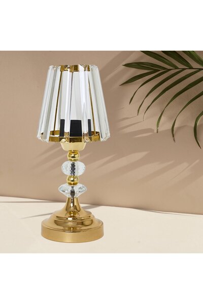 Dekovien Kristal Abajur Gold Kaplama Metal Ayak Yüksek Kaliteli Malzeme 35X15...