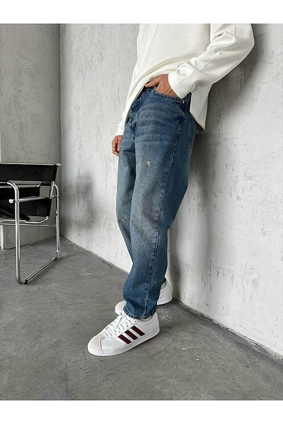 TÜZeMEN Distressed Washed Boyfriend Jean Trousers