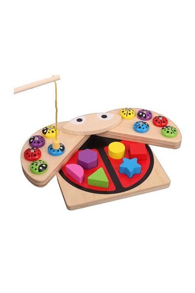Picodino Joc Gargarita Montessori 2 in 1 - Pescuit magnetic si sortare, lemn vopsit cu lacuri non-toxice