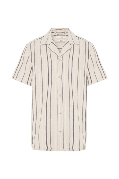 Mudo Striped Resort Collar Regular Fit Short Sleeve Shirt