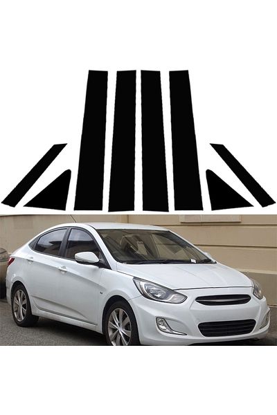 Choice Car Pillar Posts Fit For Hyundai Accent 4-door Sedan 2011-2015 2016 2017 2018 Glossy Black Door S...