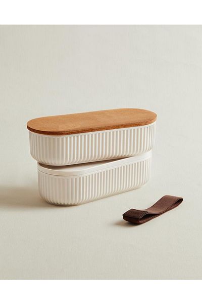 Gunerise Buymxx Coco Magou 2-Pack Storage Container with Wooden Lid, 500 Ml, Soft Ecru Desiny 1082424