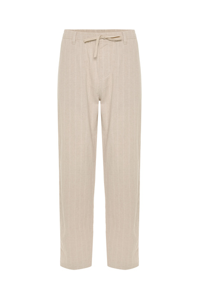 Mudo Linen Mixed Straight Fit Pants with Stripes
