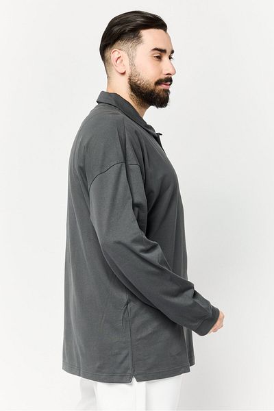 New Balance Men Relaxed Fit Long Sleeves Outdoor Polo Shirt, Grey