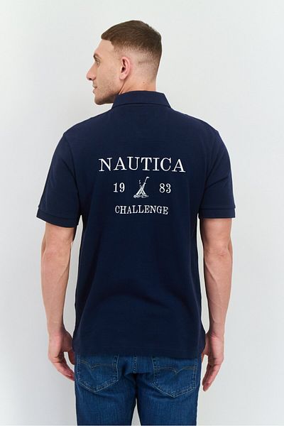 Nautica Men Regular Fit Short Sleeve Embroidered Logo Polo Shirt, Navy