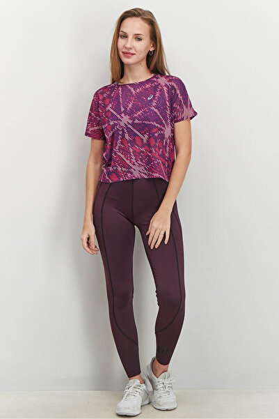 Asics Women Relax Fit Short Sleeves Running T-shirt, Purple Combo