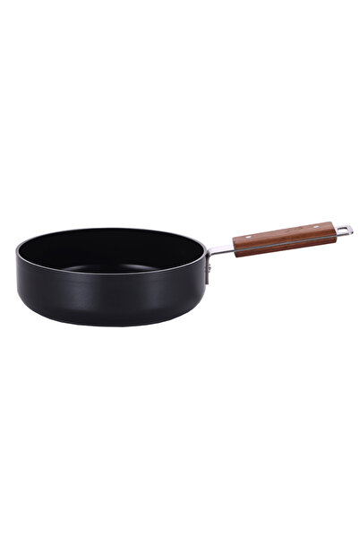 NEOFLAM Bien Black Induction 24 cm Wok Pan with Acacia Wood Handle