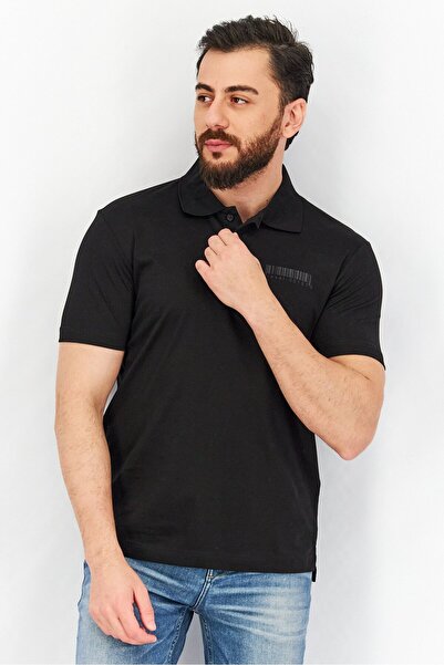 Diesel Men Regular Fit Short Sleeve Graphic Print Polo Shirt, Black