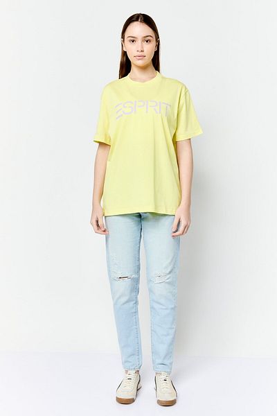 Esprit Women Crew Neck Brand Logo Short Sleeves T-shirt, Yellow
