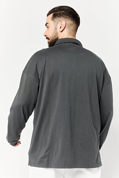 New Balance Men Relaxed Fit Long Sleeves Outdoor Polo Shirt, Grey