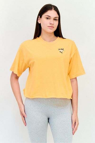 Puma x X-Girl Women Sportswear Fit Short Sleeve Outdoor T-Shirt, Orange