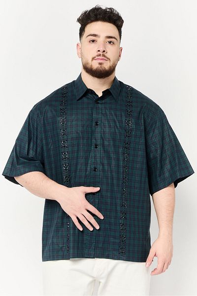 Givenchy Men Regular Fit Checkered Short Sleeve Casual Shirt, Multicolor
