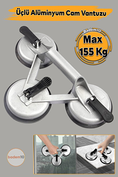 Badem10 3'lü Alüminyum Vakumlu Cam Vantuzu Göçük Çekme Düzeltme Aparatı Fayans Tutucu Araç Oto Kaporta