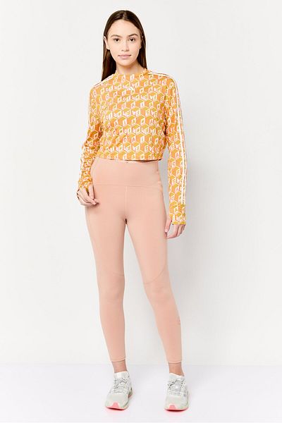 adidas Women Sportswear Fit Long Sleeve All Over Print Training Tops, Multicolor