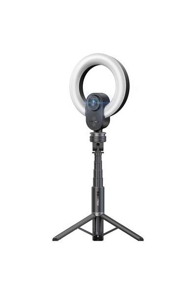 Promate VistaCam - 2K Ultra-HD Webcam with Built-in Microphone, Ring Light, and Detachable Tripod